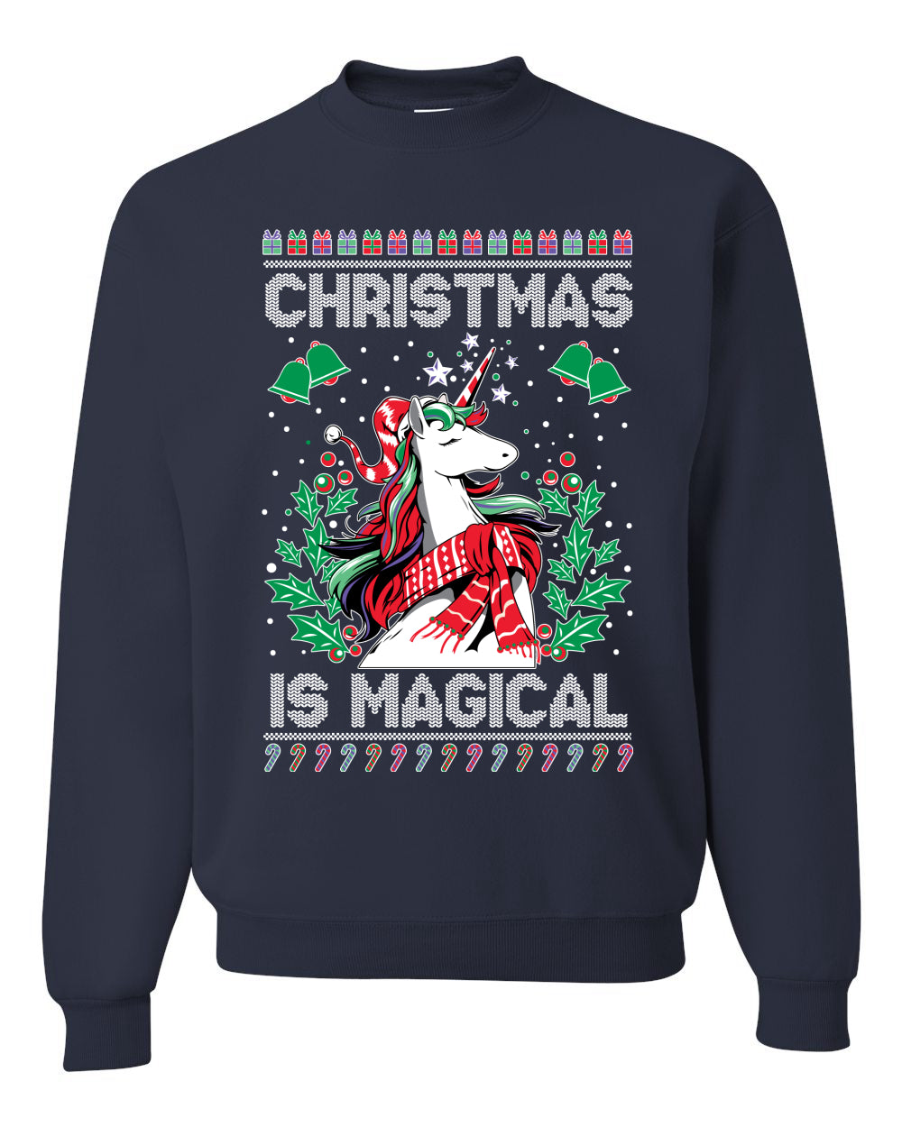 Christmas Is Magical Unicorn Christmas Unisex Crewneck Graphic Sweatshirt