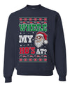 Where my Hos At Santa Funny Ugly Christmas Sweater Unisex Crewneck Graphic Sweatshirt