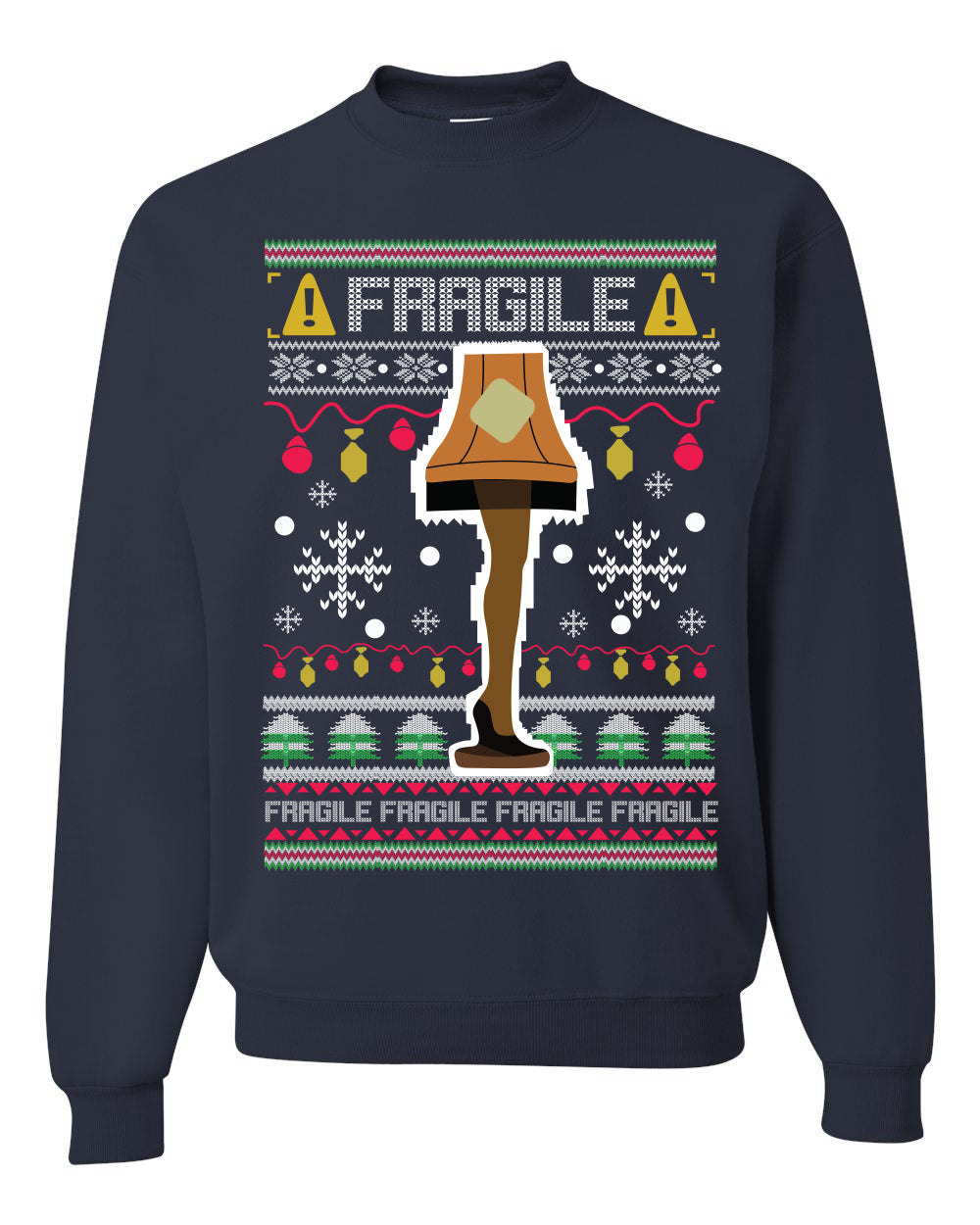 Fragile Leg Lamp Christmas Story Funny Xmas 80s Movie Christmas Unisex Crewneck Graphic Sweatshirt
