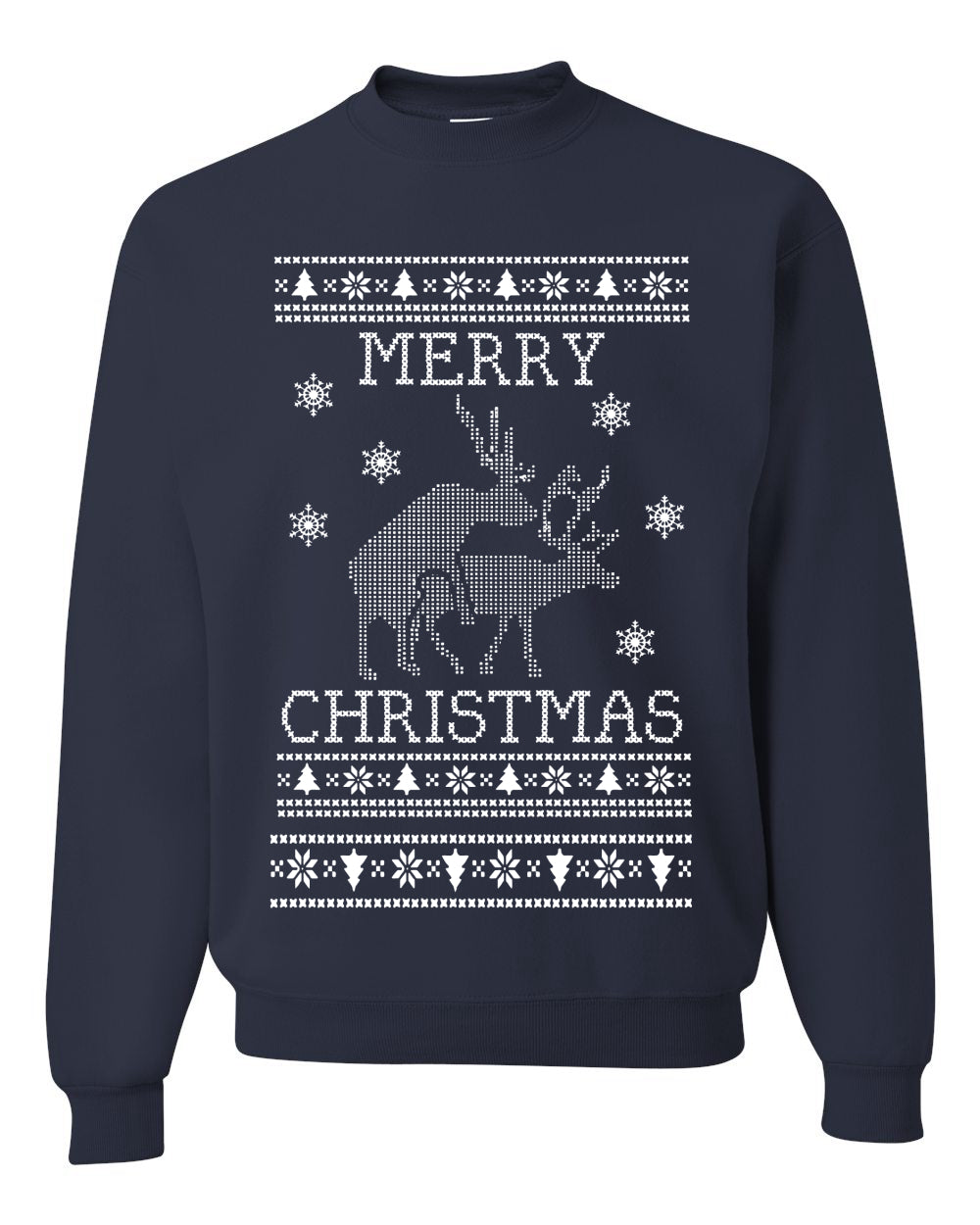 Merry Christmas | Reindeer Humping Christmas Unisex Crewneck Graphic Sweatshirt