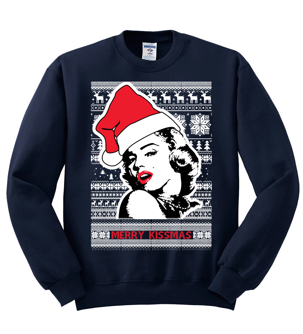 Merry Kissmas Marilyn Monroe Christmas Unisex Crewneck Graphic Sweatshirt