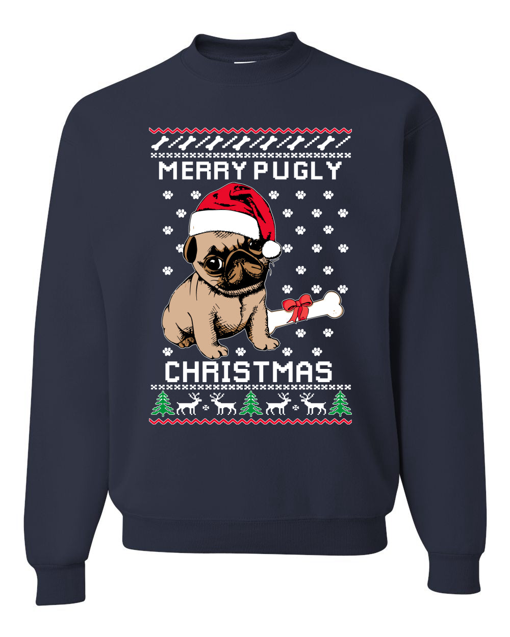 Merry Pugly Christmas Christmas Unisex Crewneck Graphic Sweatshirt
