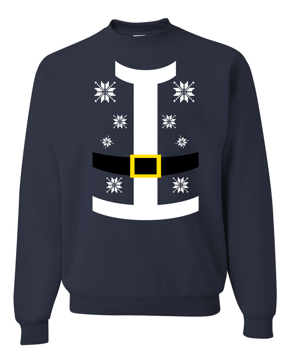Santa Suit with Belt Snowflakes Christmas Unisex Crewneck Graphic Sweatshirt