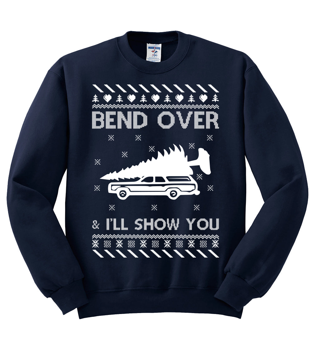 Bend Over and I'll Show You Christmas Unisex Crewneck Graphic Sweatshirt