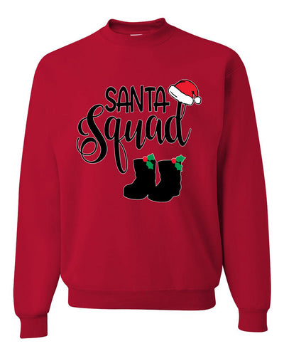 Santa Squad Xmas Hat Boots Ugly Christmas Sweater Unisex Crewneck Graphic Sweatshirt