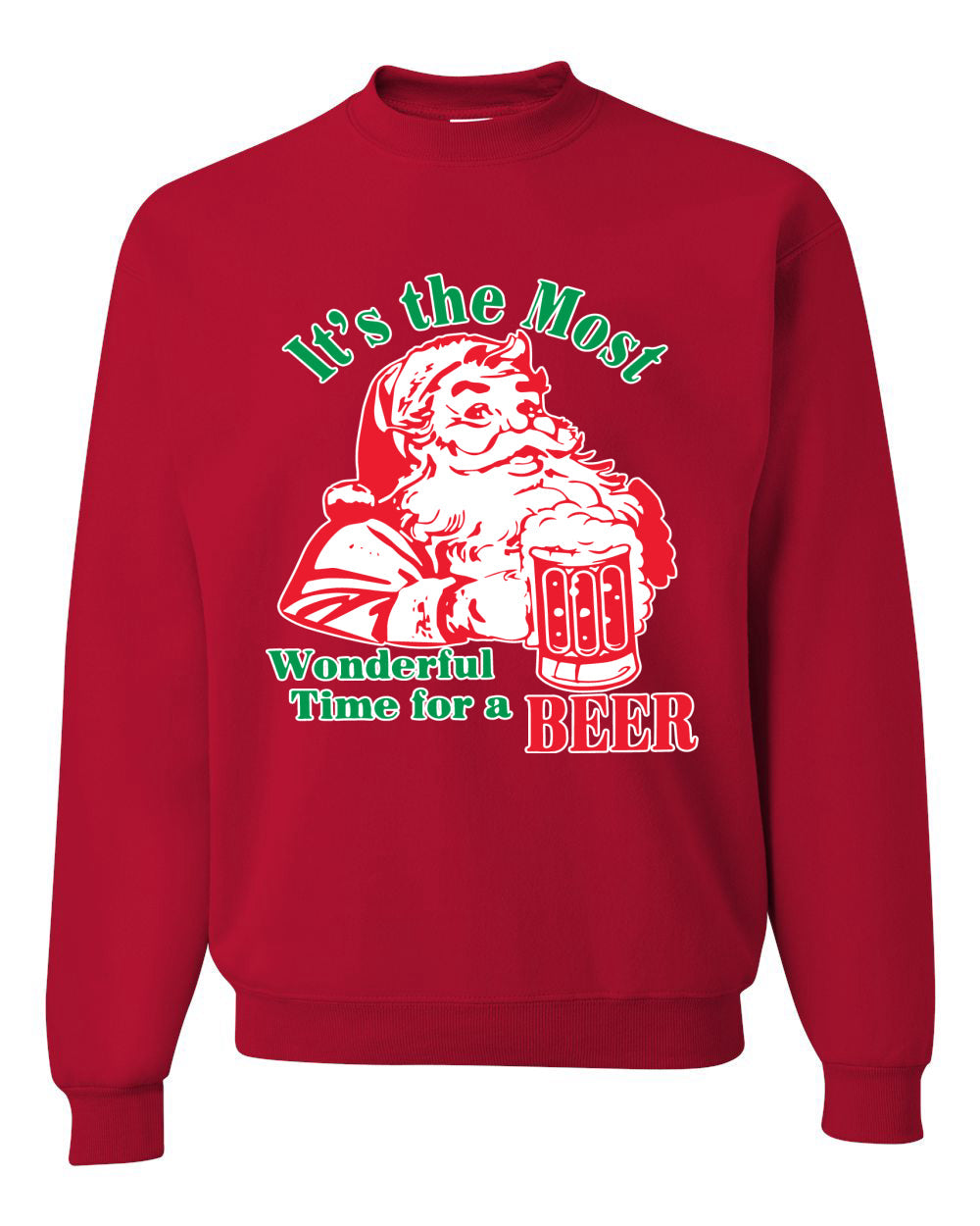 It is The Most Wonderful Time for a Beer Ugly Christmas Sweater Unisex Crewneck Graphic Sweatshirt