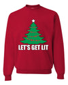 Lets Get Lit Xmas Tree Ugly Christmas Sweater Unisex Crewneck Graphic Sweatshirt