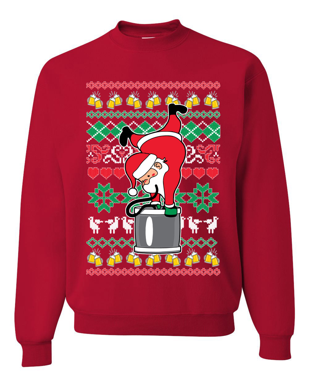 Santa Keg Stand Beer Drinking Drunk Ugly Christmas Sweater Christmas Unisex Crewneck Graphic Sweatshirt