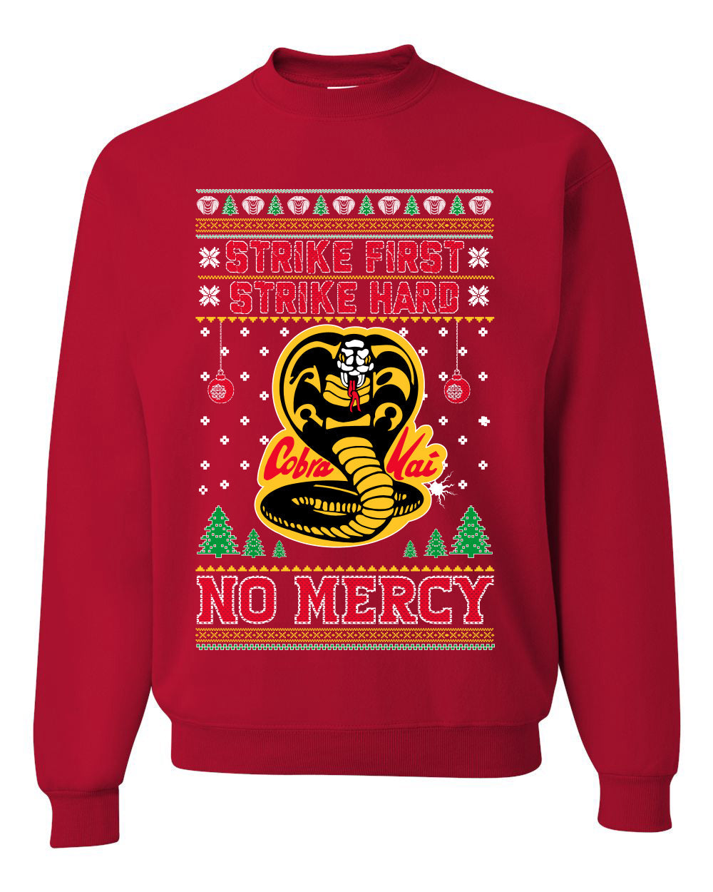 Strike First Strike Hard No Mercy Xmas Ugly Christmas Sweater Unisex Crewneck Graphic Sweatshirt