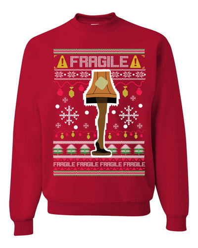 Fragile Leg Lamp Christmas Story Funny Xmas 80s Movie Christmas Unisex Crewneck Graphic Sweatshirt
