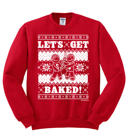 Let's Get Baked Holiday Ginger Bread Design Christmas Unisex Crewneck Graphic Sweatshirt