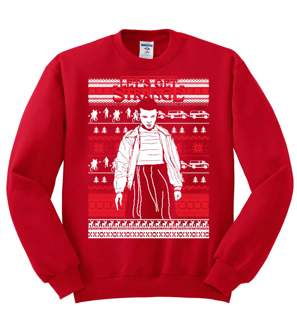Let's Get Strange White Christmas Unisex Crewneck Graphic Sweatshirt