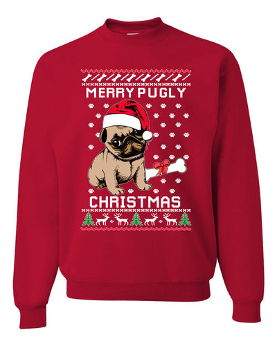 Merry Pugly Christmas Christmas Unisex Crewneck Graphic Sweatshirt