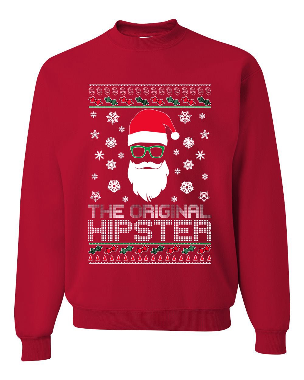 The Original Hipster Funny Santa Beard Xmas Christmas Unisex Crewneck Graphic Sweatshirt