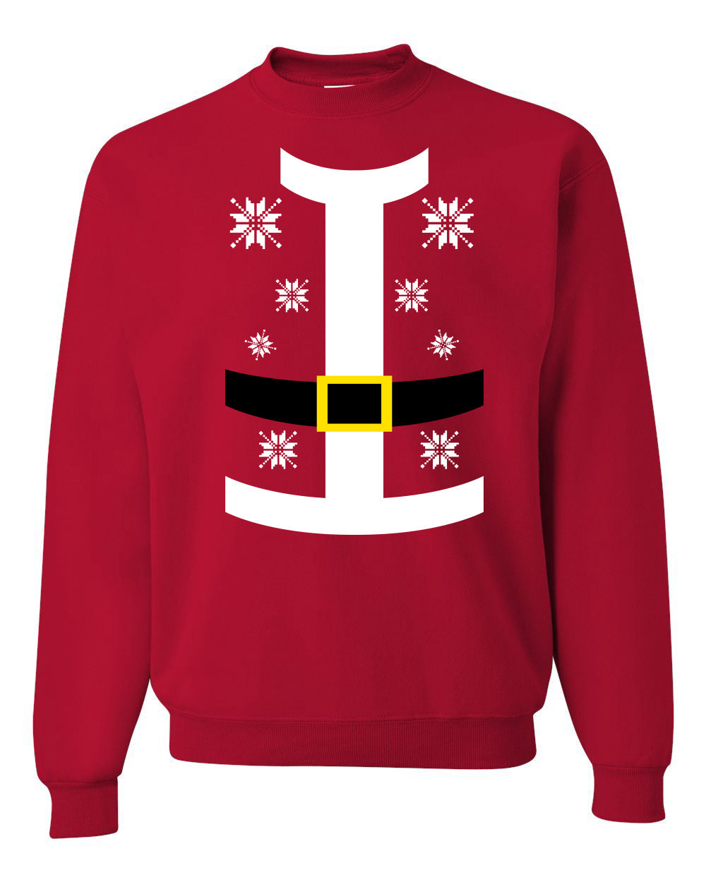 Santa Suit with Belt Snowflakes Christmas Unisex Crewneck Graphic Sweatshirt