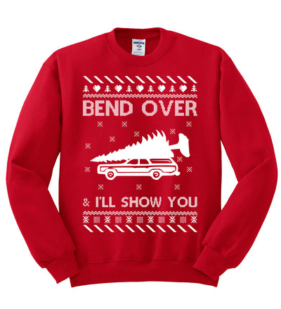 Bend Over and I'll Show You Christmas Unisex Crewneck Graphic Sweatshirt