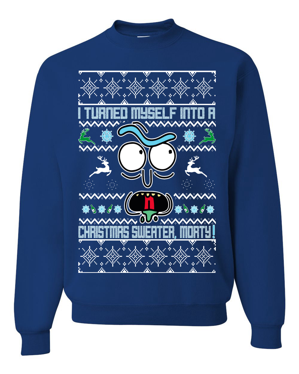 i turned myself into a christmas sweater morty Christmas Unisex Crewneck Graphic Sweatshirt