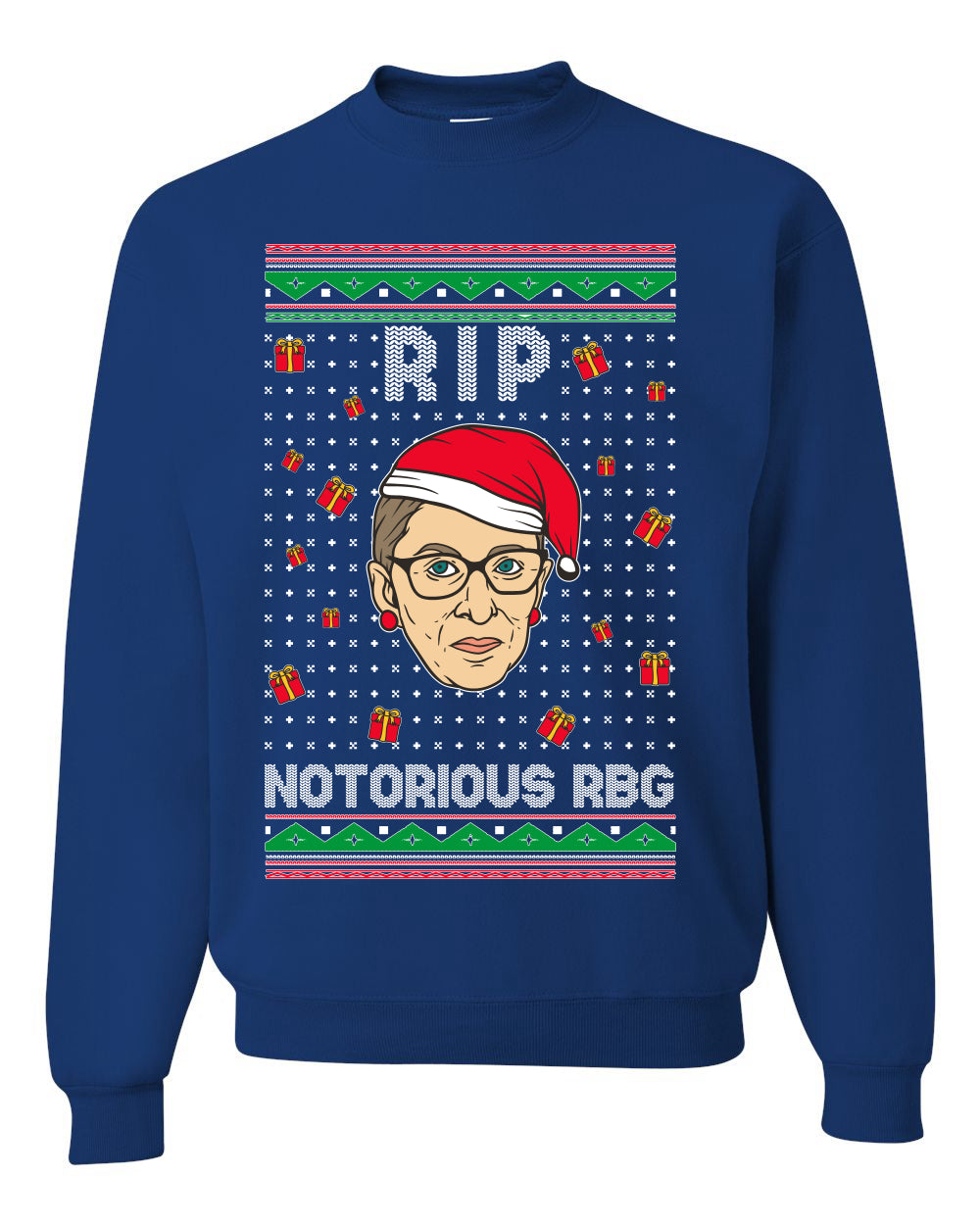 RIP Notorious RBG Ruth Bader Ginsburg Ugly Christmas Sweater Unisex Crewneck Graphic Sweatshirt