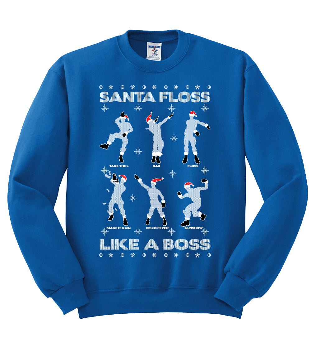 Santa Floss Like a Boss Dance Moves Christmas Unisex Crewneck Graphic Sweatshirt