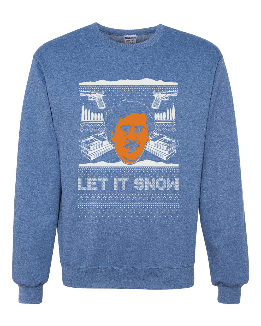 Let It Snow Funny Pablo Escobar Narcos Cocaine Drugs Xmas Christmas Unisex Crewneck Graphic Sweatshirt