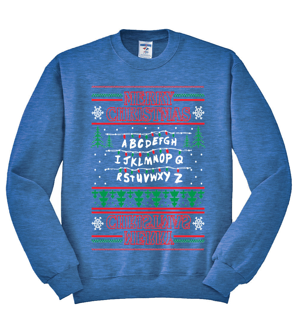 Merry Christmas Holiday Alphabet Christmas Unisex Crewneck Graphic Sweatshirt