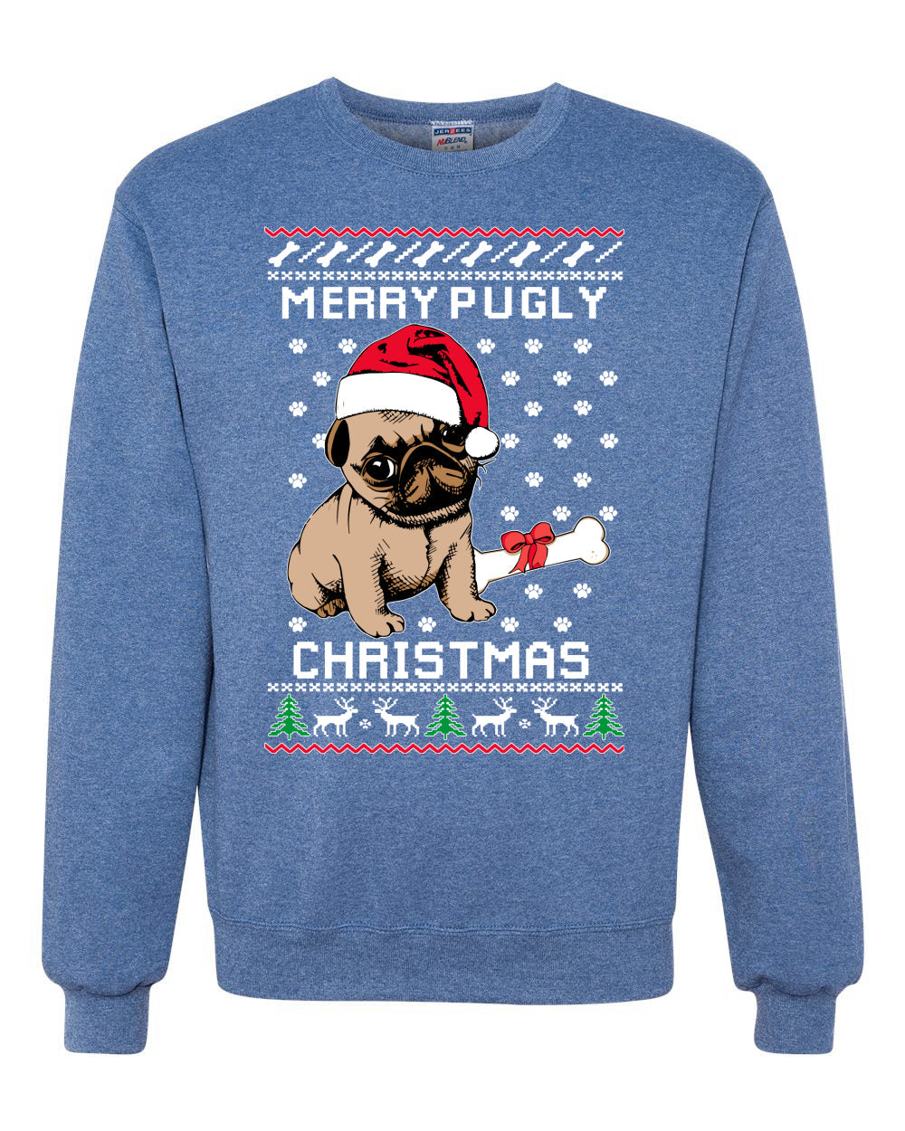 Merry Pugly Christmas Christmas Unisex Crewneck Graphic Sweatshirt