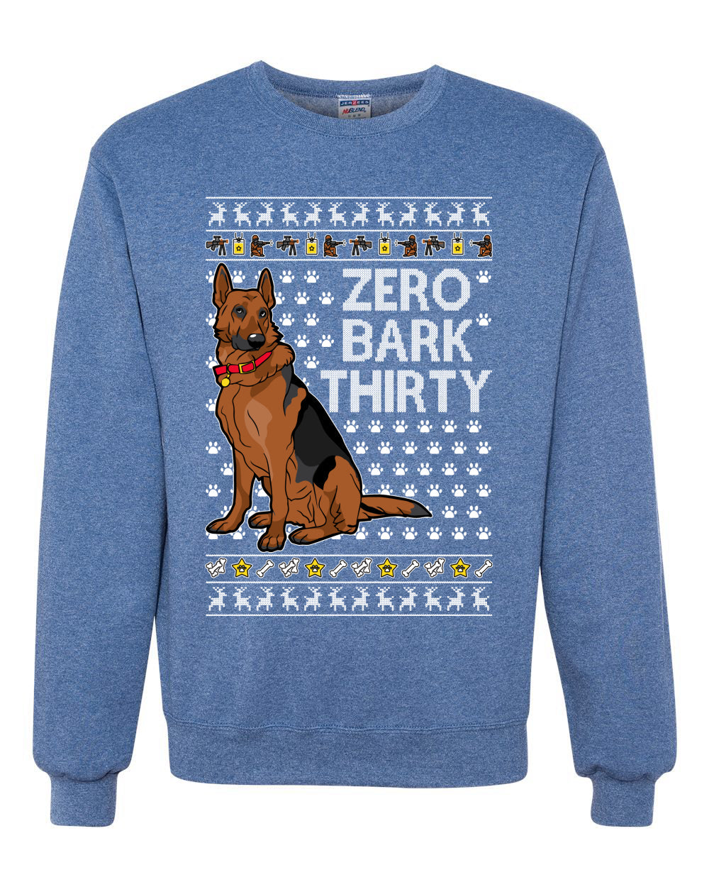 Zero Bark Thirty Funny Dog Xmas Ugly Christmas Unisex Crewneck Graphic Sweatshirt