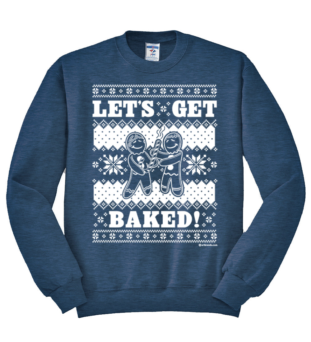Let's Get Baked Holiday Ginger Bread Design Christmas Unisex Crewneck Graphic Sweatshirt