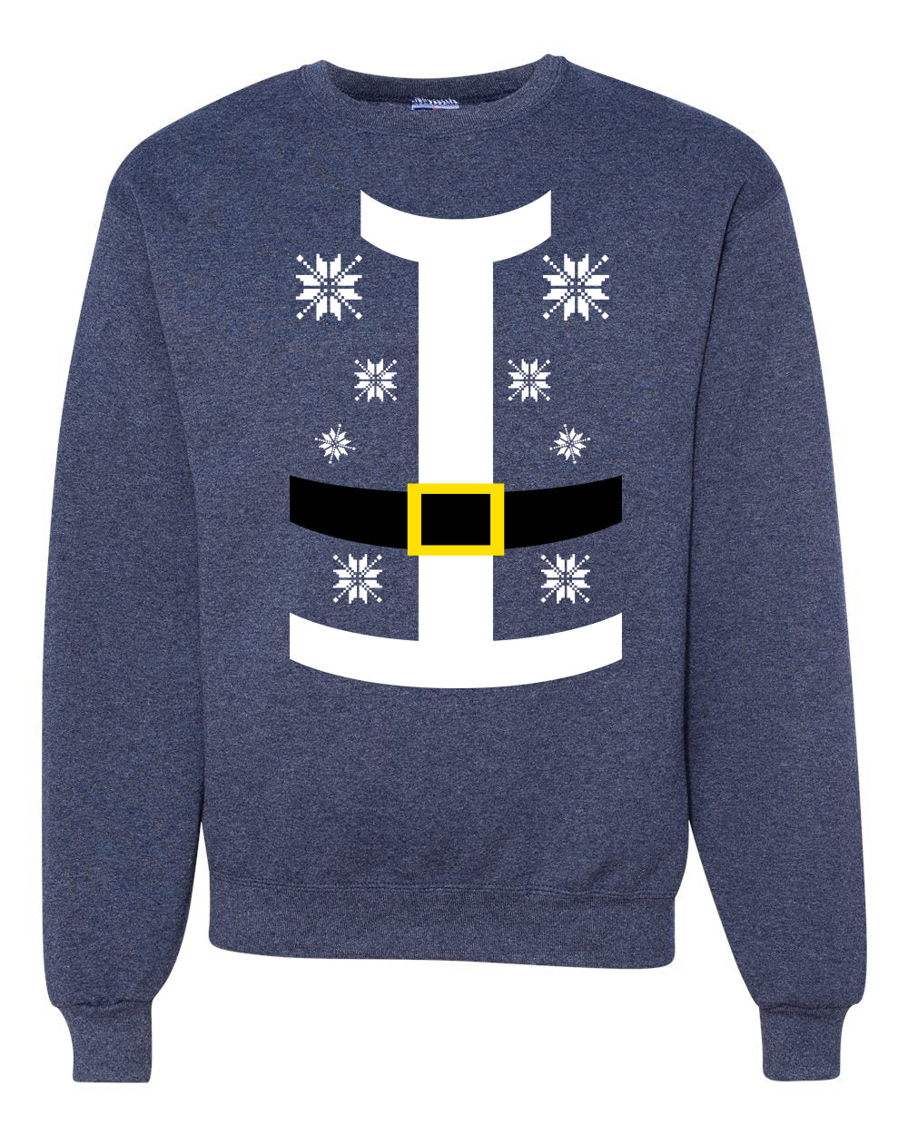 Santa Suit with Belt Snowflakes Christmas Unisex Crewneck Graphic Sweatshirt