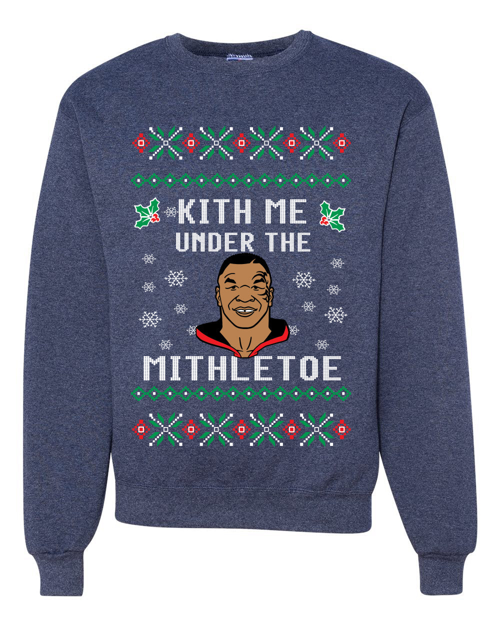Kith Me Under The Mithletoe Funny Lips Christmas Unisex Crewneck Graphic Sweatshirt