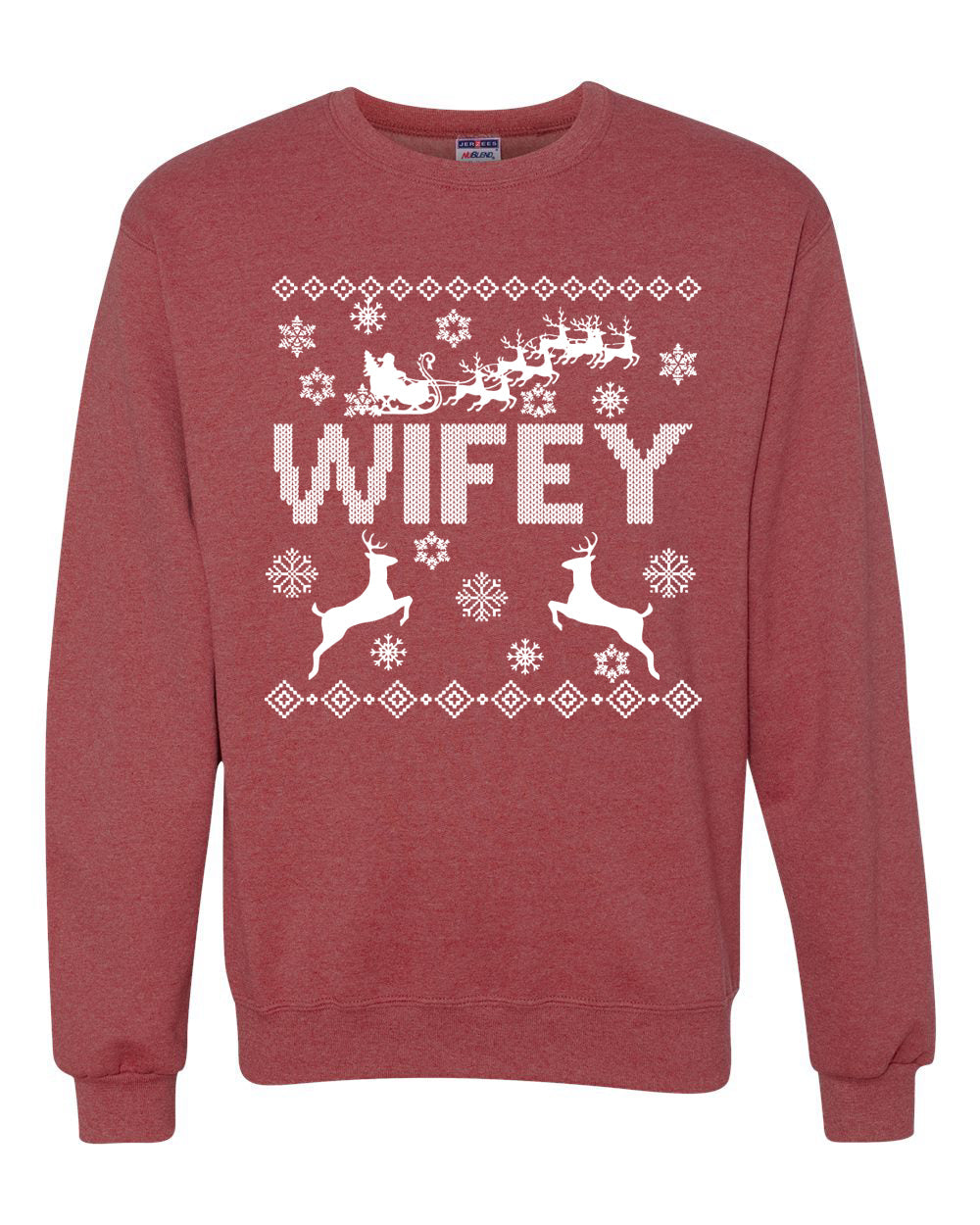 Christmas Wifey Love Ugly Christmas Sweater  Christmas Unisex Crewneck Graphic Sweatshirt