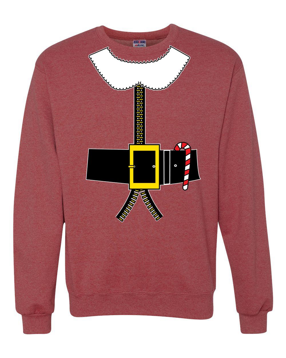 Santa Suit with Beard Belt Candy Cane Christmas Unisex Crewneck Graphic Sweatshirt