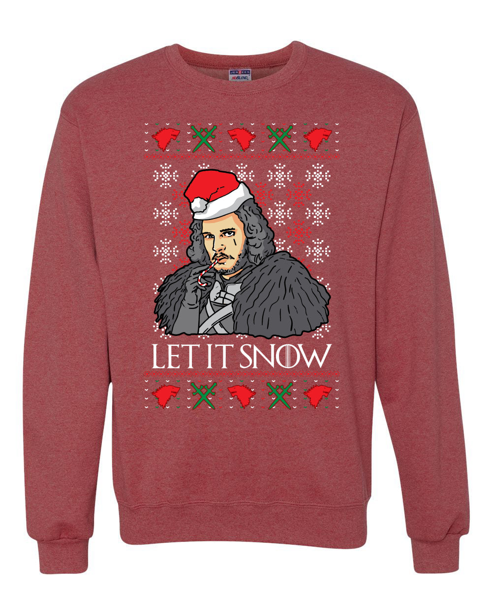 Let It Snow | Jon Snow Full Color GoT Christmas Unisex Crewneck Graphic Sweatshirt