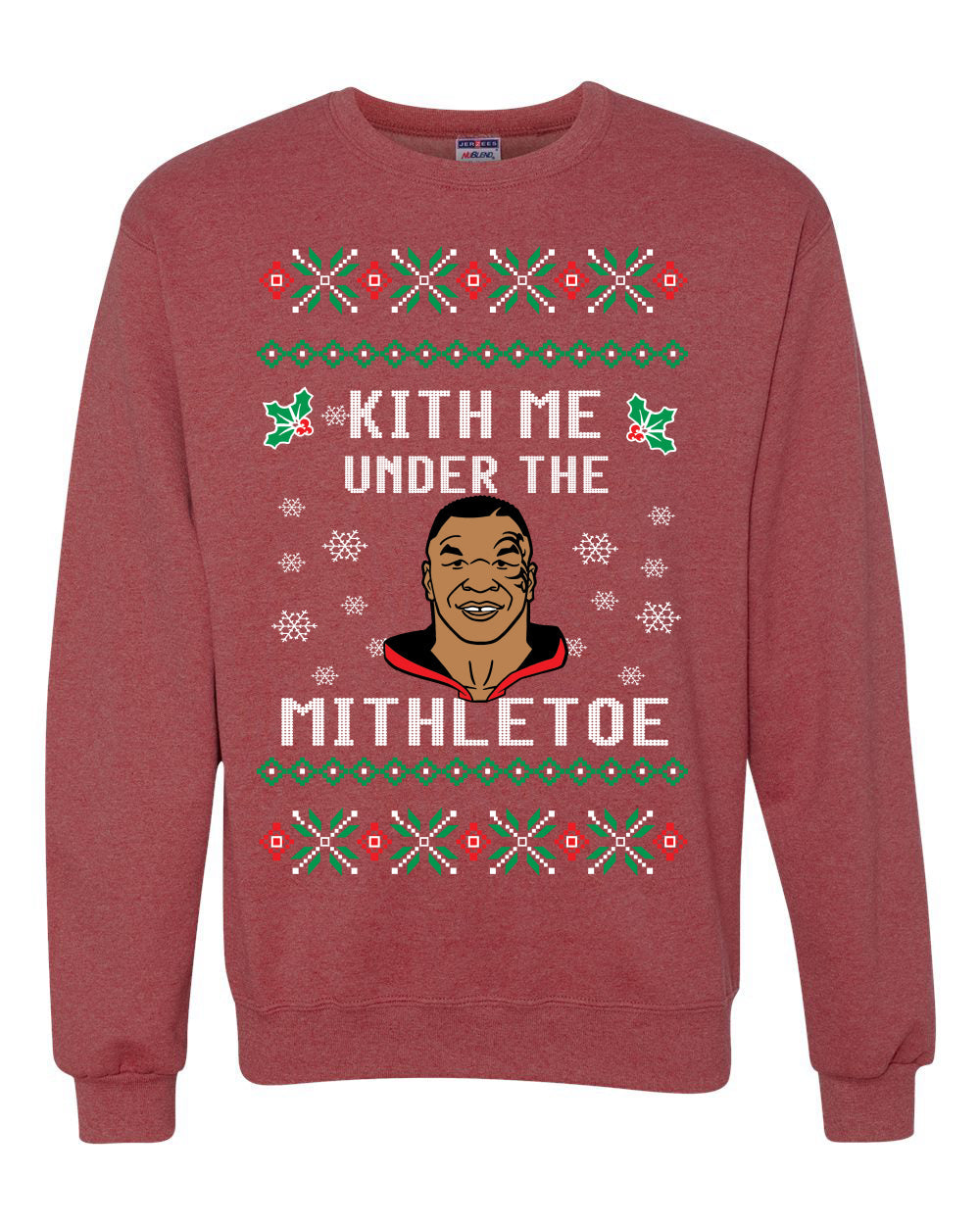 Kith Me Under The Mithletoe Funny Lips Christmas Unisex Crewneck Graphic Sweatshirt