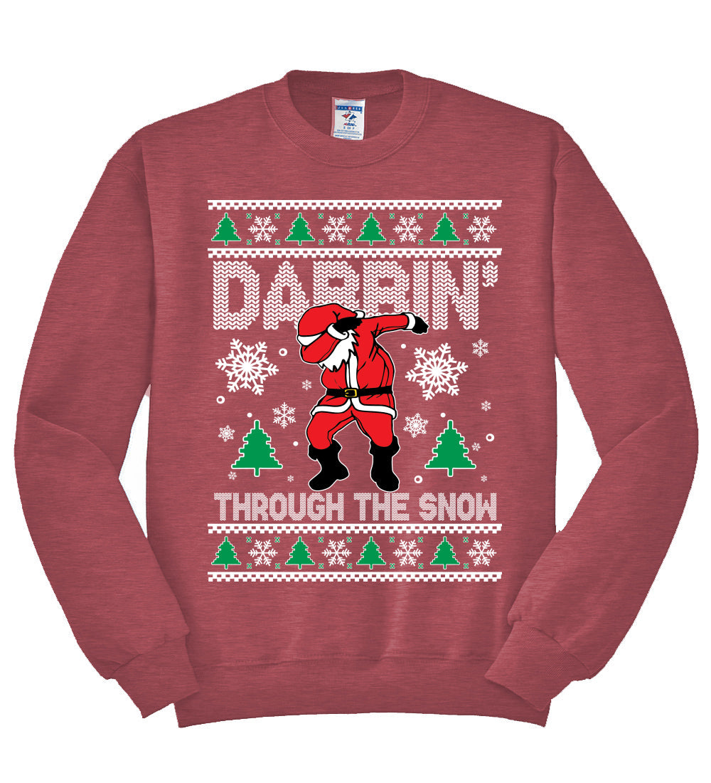 Dabbing Through The Snow Santa Christmas Unisex Crewneck Graphic Sweatshirt