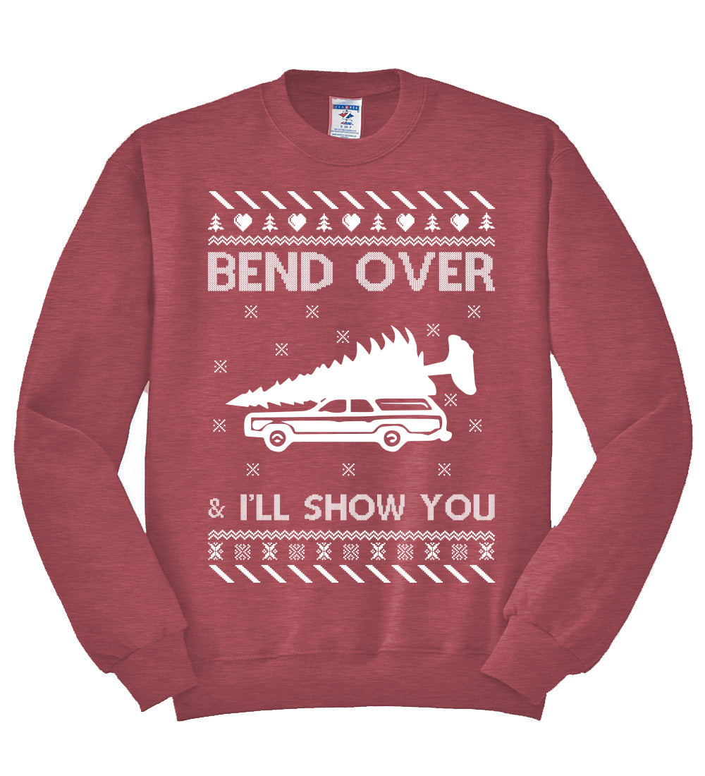 Bend Over and I'll Show You Christmas Unisex Crewneck Graphic Sweatshirt