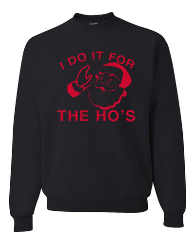 Red Santa I Do it for the Hos Merry Christmas Unisex Crewneck Graphic Sweatshirt