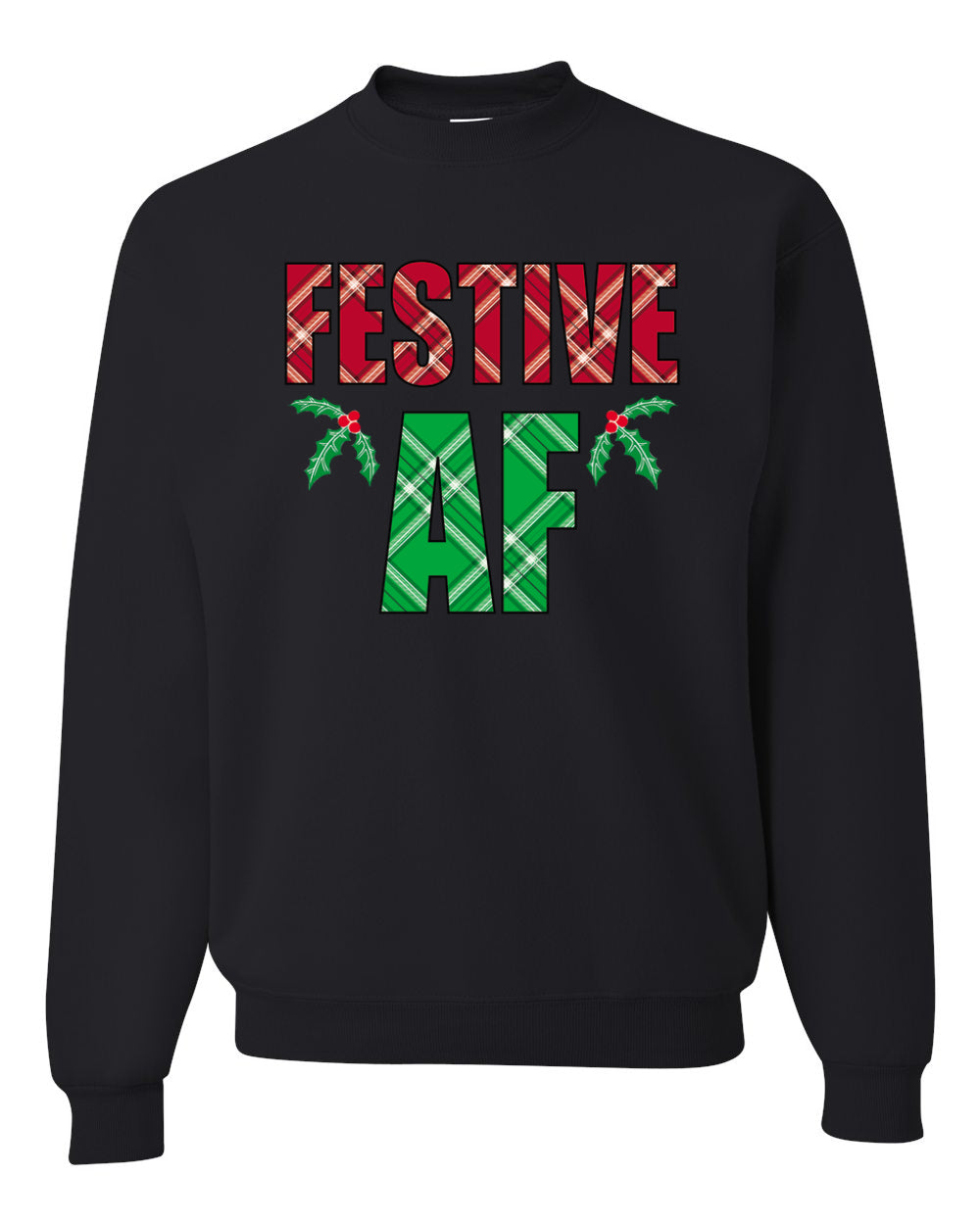 Festive AF Merry Christmas Unisex Crewneck Graphic Sweatshirt