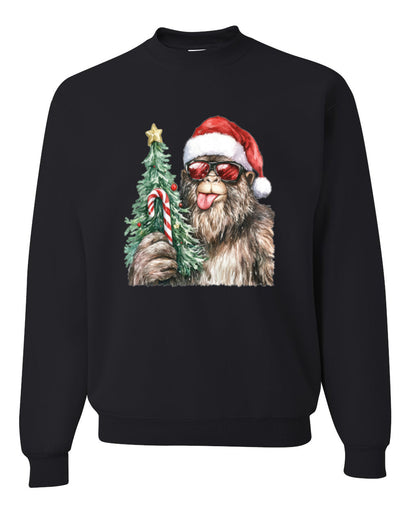Christmas Sasquatch, Big Foot, Funny Candy Cane Christmas Design, Unisex Christmas Sweater, Crewneck Sweatshirts