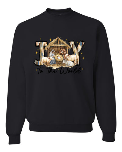 Joy To The World, Jesus Birth, Nativity, Christian Jesus Religious Design, Unisex Christmas Sweater, Crewneck Sweatshirts