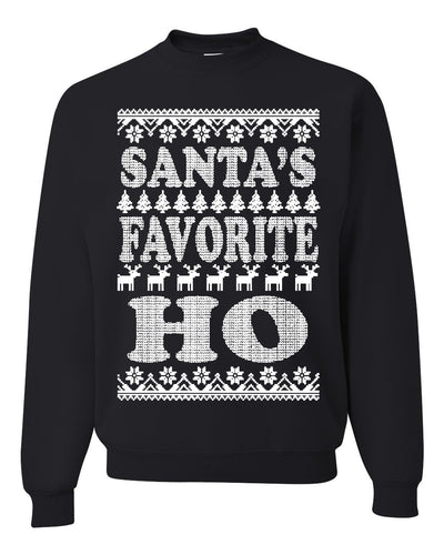 Santa's Favorite Ho White  Ugly Christmas Sweater Unisex Crewneck Sweatshirt