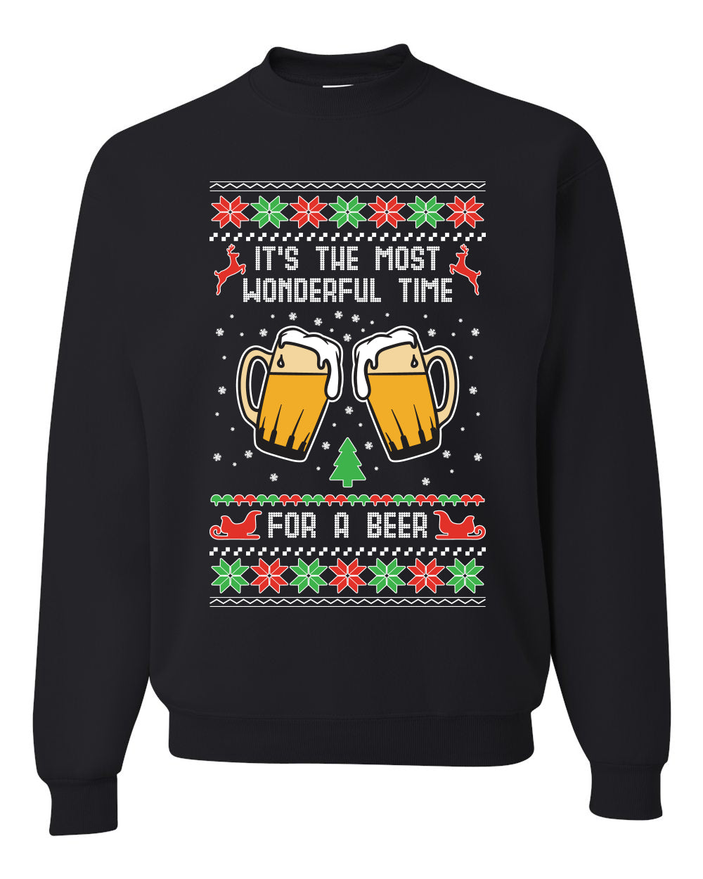 It's The Most Wonderful Time for a Beer Merry Ugly Christmas Sweater Unisex Crewneck Graphic Sweatshirt