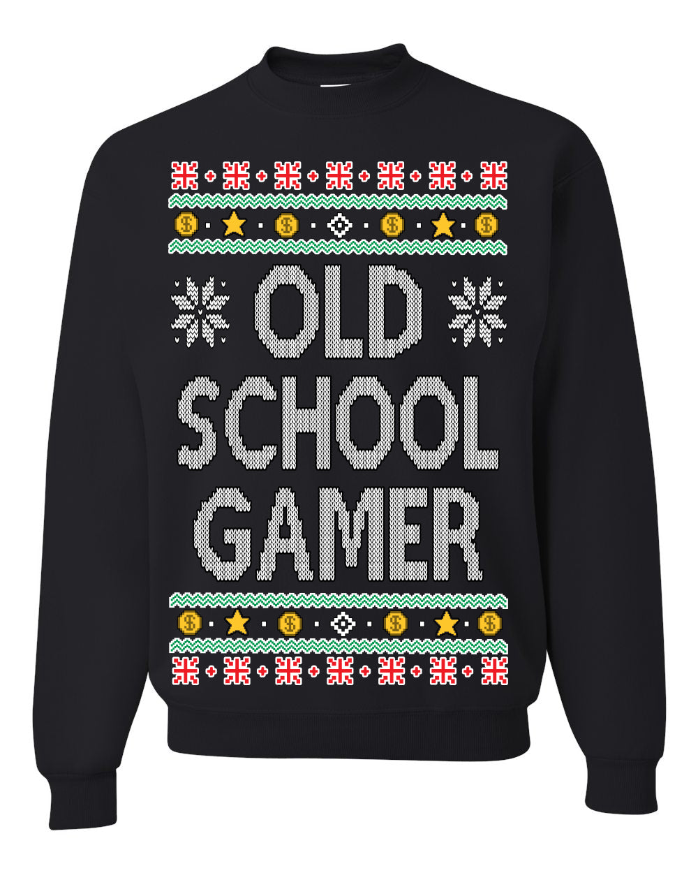 Classic Old School Gamer Video Game Fan Funny Ugly Christmas Sweater Crewneck Sweatshirt
