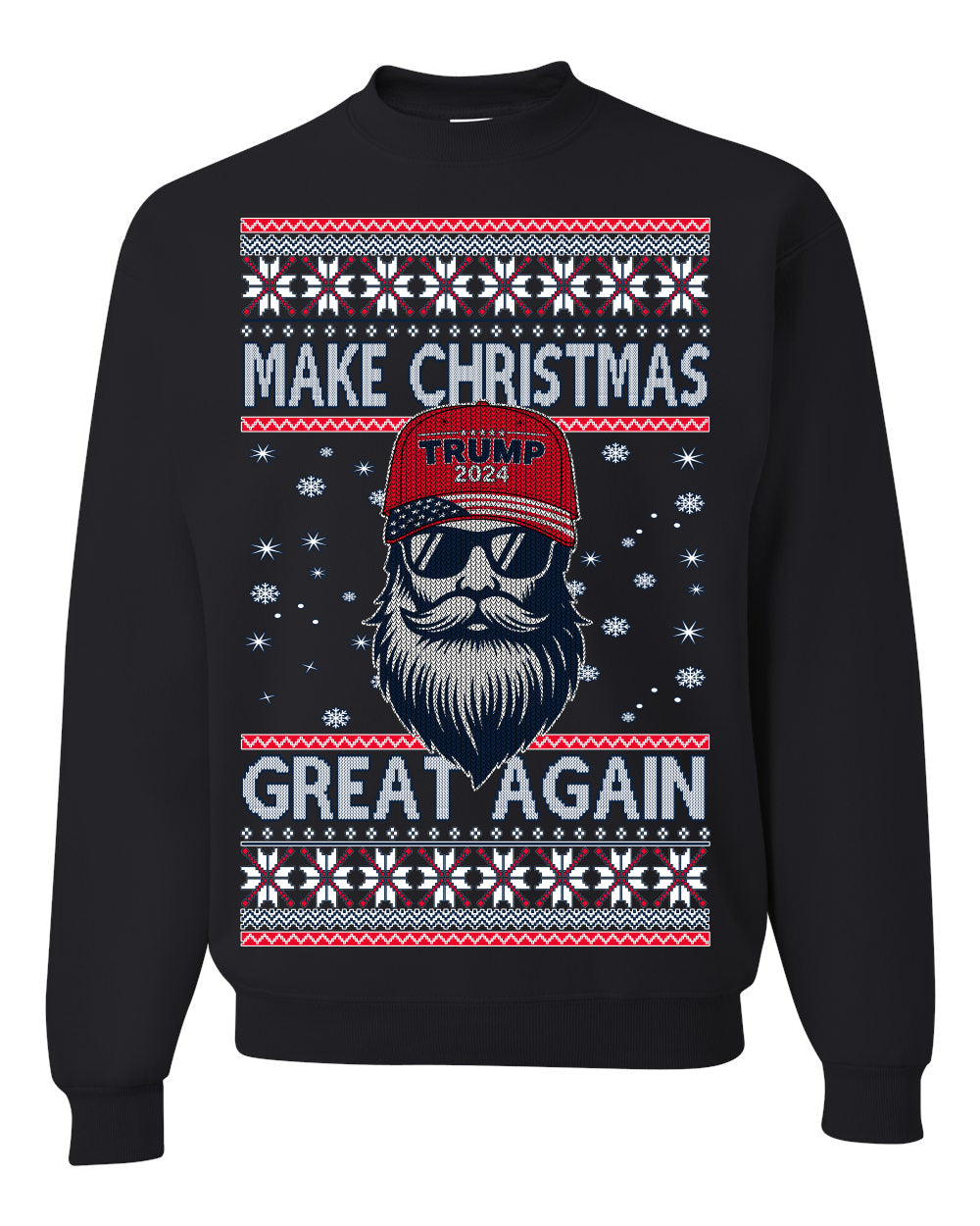 Make Christmas Great Again Trump Santa Claus 2024 MAGA,  Donald Trump JD Vance GOP Republican Ugly Christmas Sweater Crewneck Sweatshirt
