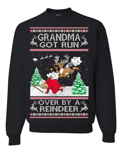 Grandma Got Run Over by a Reindeer Funny Song Movie Ugly Christmas Sweater Crewneck Sweatshirt