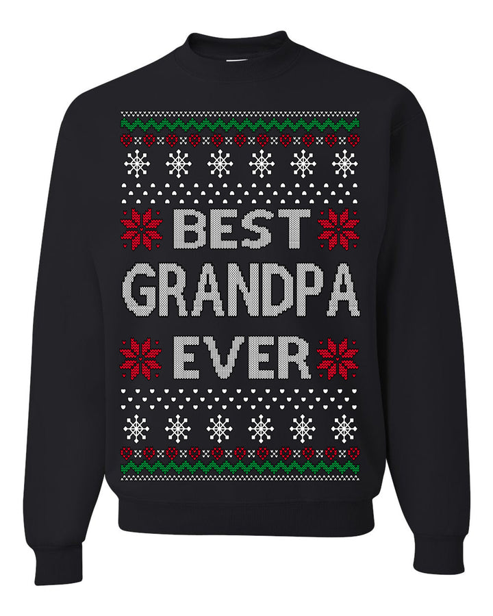 Best Grandpa Ever Classic Winter Holidays Ugly Christmas Sweater Crewneck Sweatshirt