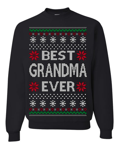 Best Grandma Ever Classic Winter Holidays Ugly Christmas Sweater Crewneck Sweatshirt