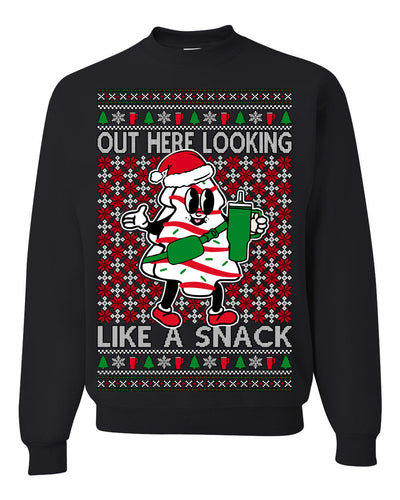 Out Here Looking Like a Snack Funny Cute Christmas Cookie Ugly Christmas Sweater Crewneck Sweatshirt