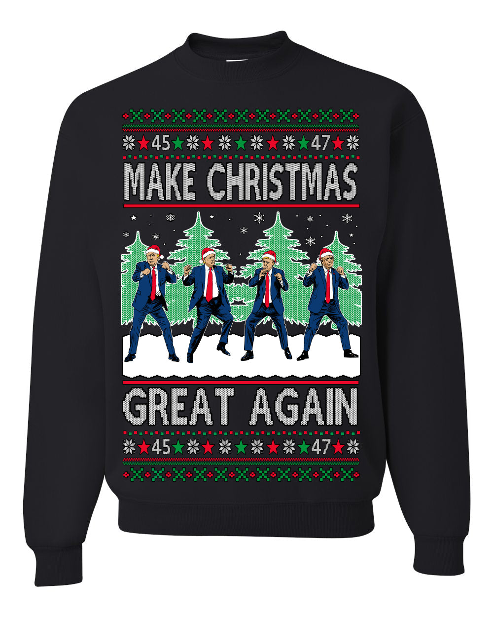 Make Christmas Great Again Shimmy Dance USA President Ugly Christmas Sweater Crewneck Sweatshirt