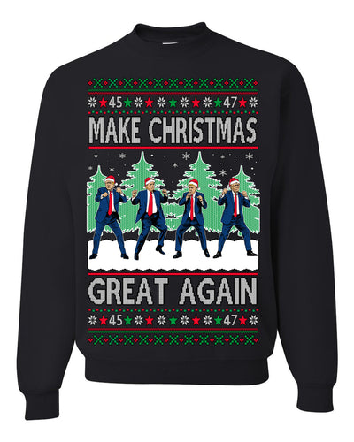 Make Christmas Great Again Shimmy Dance USA President Ugly Christmas Sweater Crewneck Sweatshirt